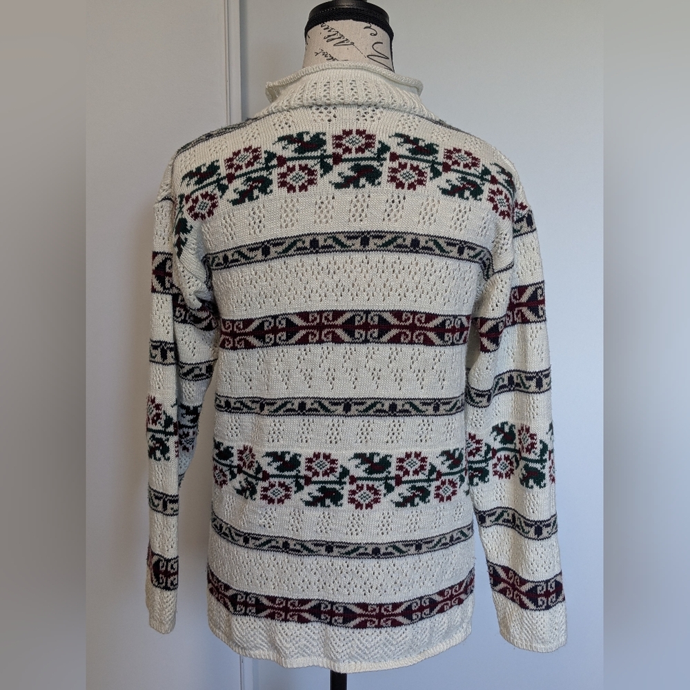 Great Lakes Country Vintage Sweater | Cream Knit Folk Eagle Pattern | Women’s S - Picture 5 of 5